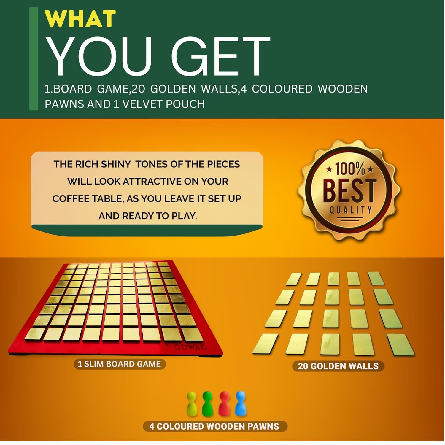 ODWAG Premium Wooden Carricade Board Game for Kids, Adults & Families | Slim Edition | 2–4 Players - Image 3