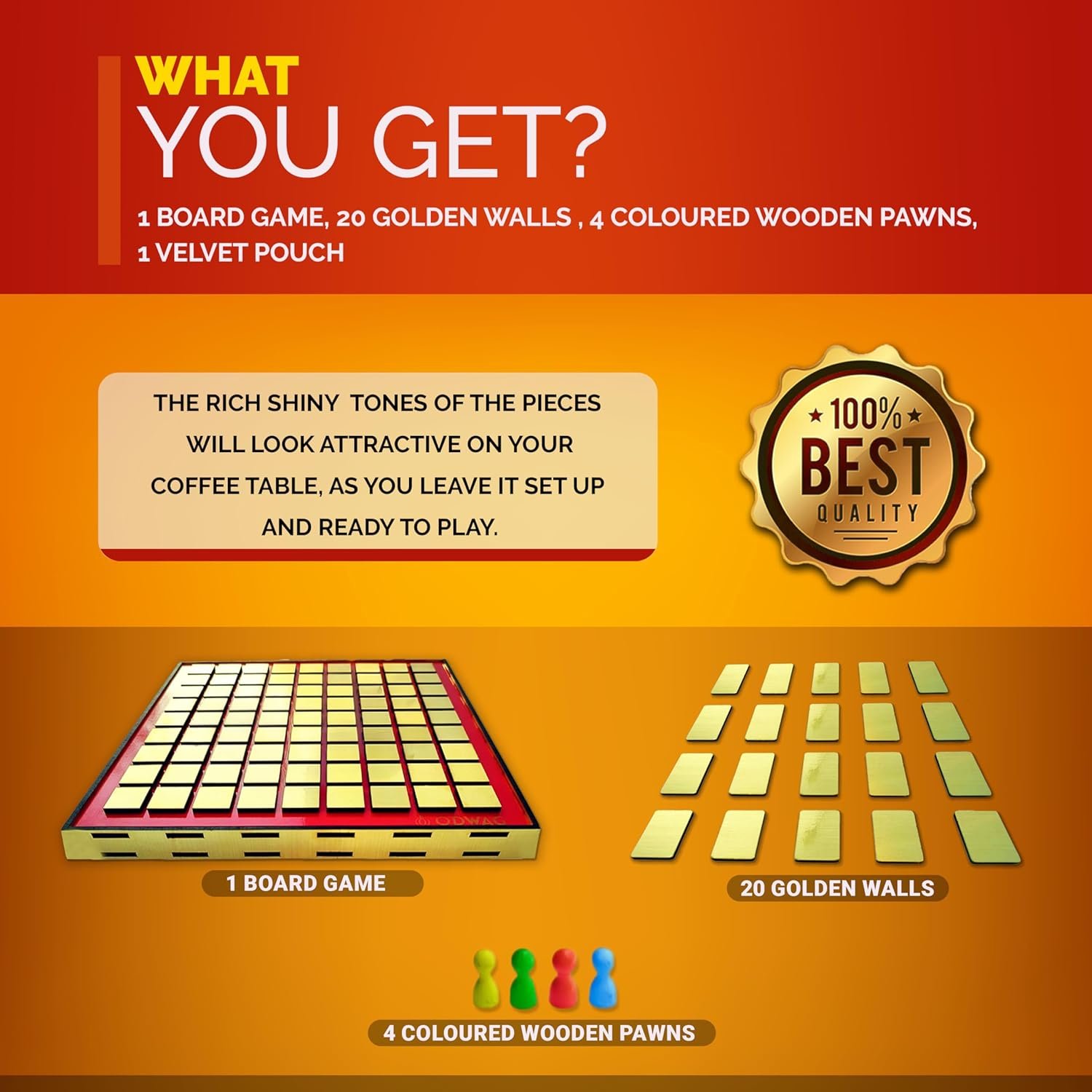 ODWAG Premium Wooden Carricade Board Game for Kids, Adults & Families | Premium Edition | 2–4 Players - Image 5